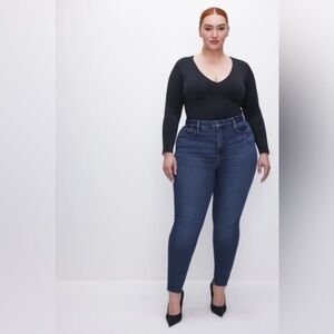 💙 Good American Good Legs High Rise Skinny Jeans Raw Hem Size 16